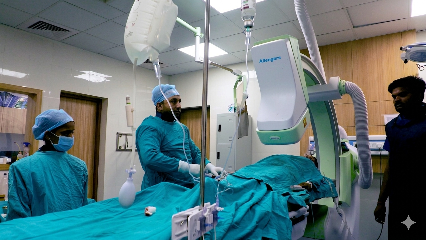 Cath lab with C-arm imaging system