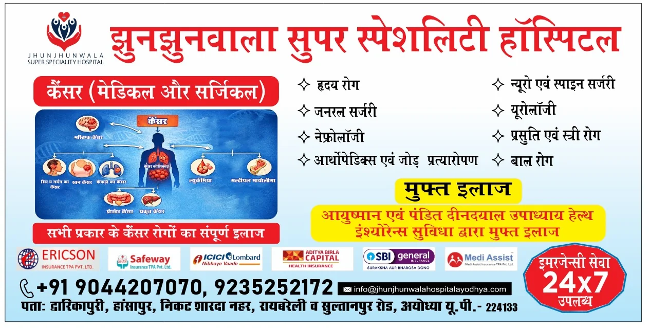 Department information flyer — Jhunjhunwala Super Speciality Hospital Ayodhya